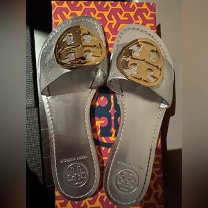 Tory Burch Metallic Sandals with Gold Accents